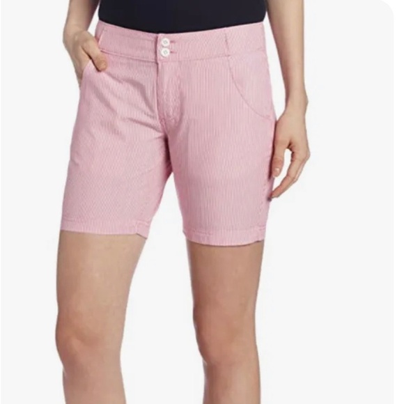 Columbia PFG Omni Shade Super Bonehead Red & White Fishing Shorts Women's 8 - Picture 1 of 11